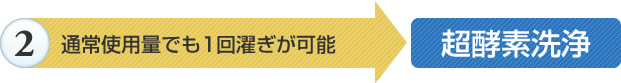 通常使用量でも１回濯ぎが可能「超酵素洗浄」